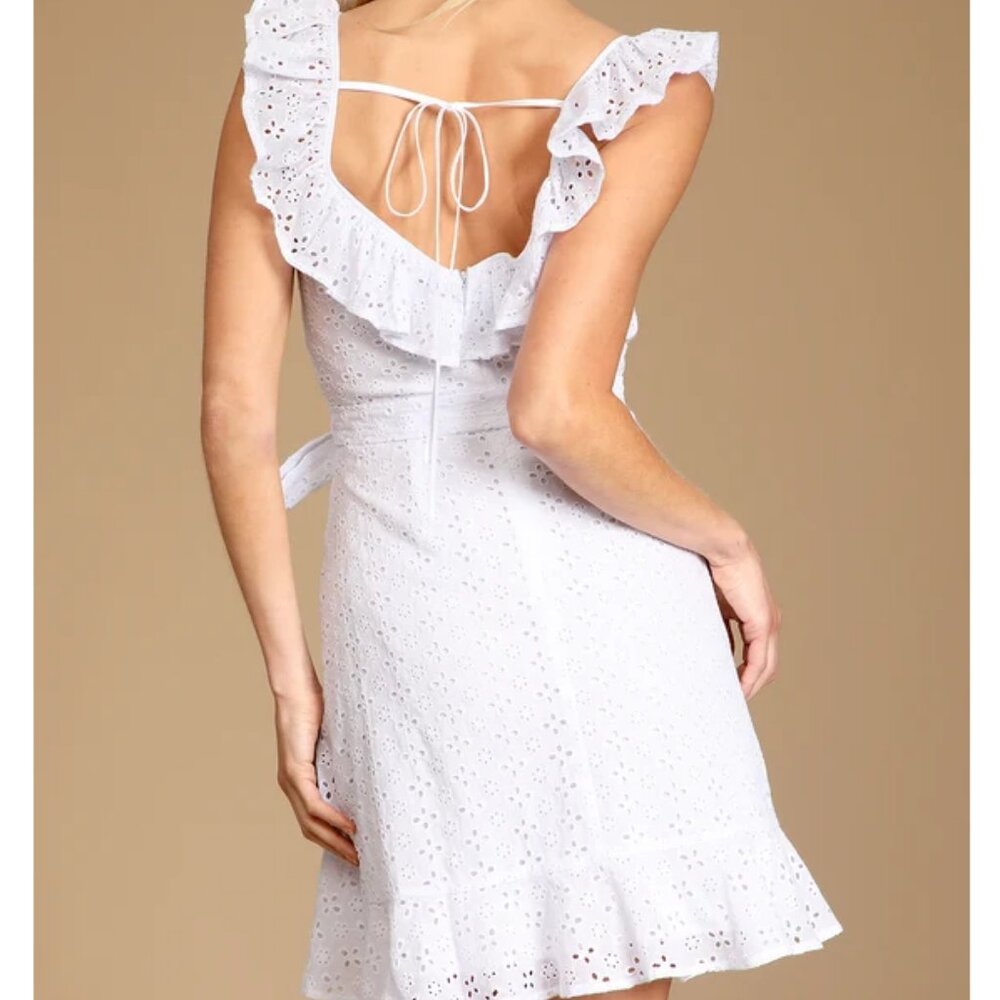 Lulus Sweetest Thoughts White Eyelet Cotton Ruffled Mini Dress - Picture 2 of 5